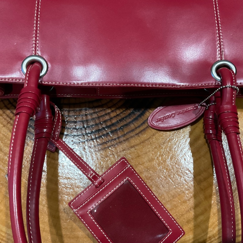 Wilsons Leather Red Structured Tote Handbag Business Laptop - Picture 12 of 16